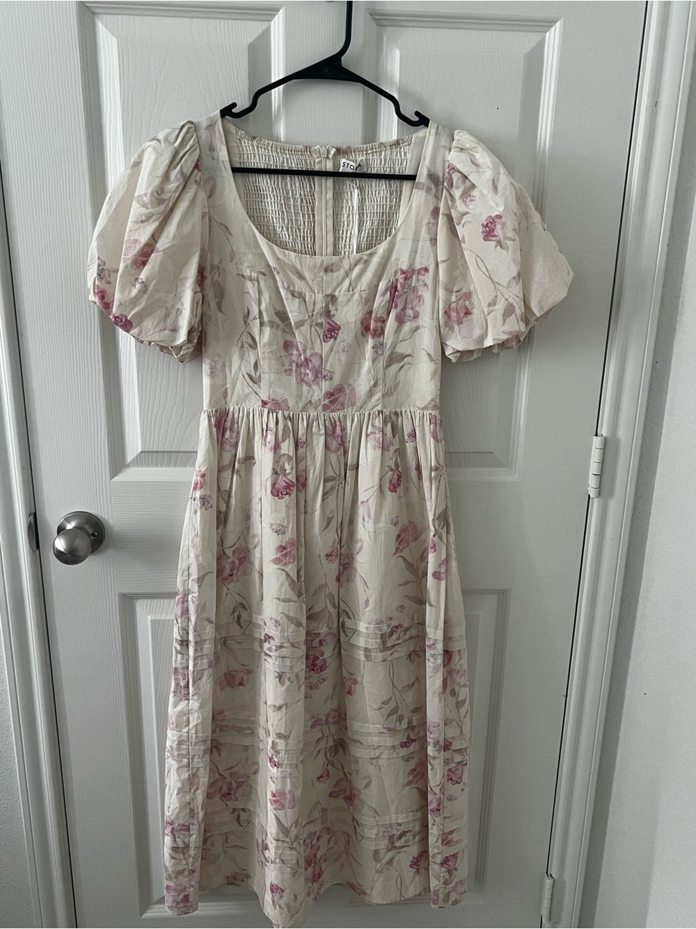 a new day Cream Midi Dress with Pink Floral Print